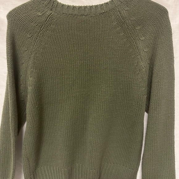 Olive Green Knit Sweater w/ Pockets - Picture 3 of 3